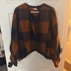Large - like new, plaid orange/blue